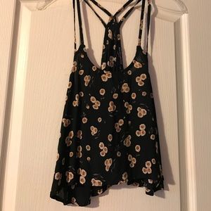 Brandy Melville black tank top with sunflowers 🌻