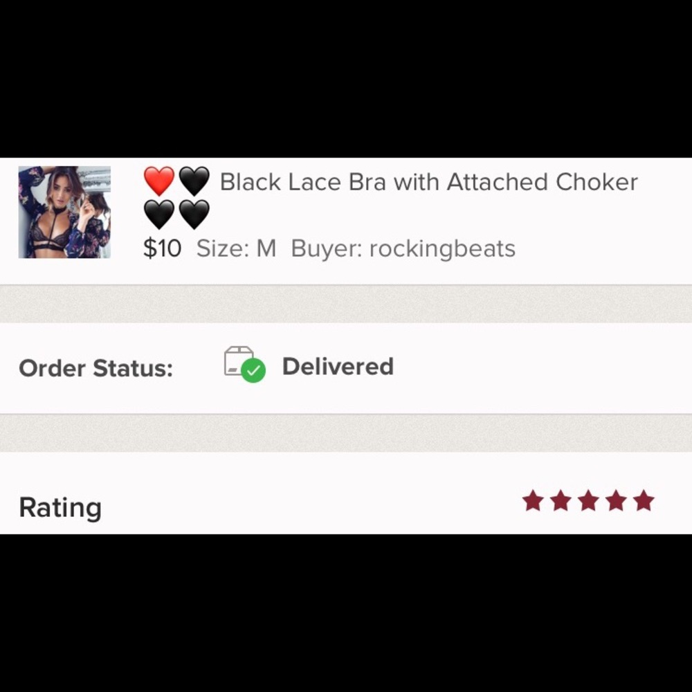 Black Lace Bra with Attached Choker - Picture 5 of 5