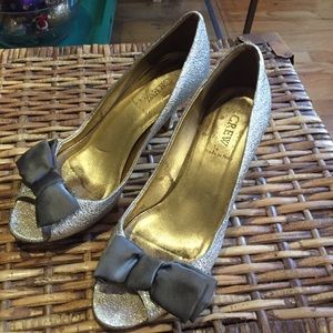 Lulu metallic-leather peep toes