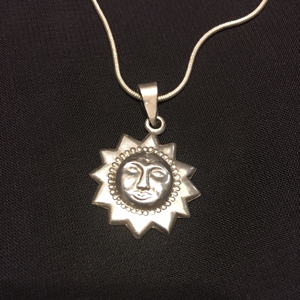 Sterling Silver Sun Pendant and 18" Chain