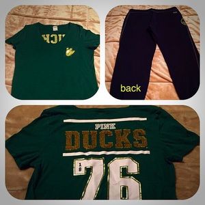 Pink Victoria secret Tshirt and Oregon duck sweats