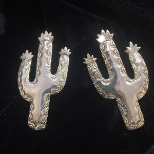 sterling silver cactus earrings, native, western