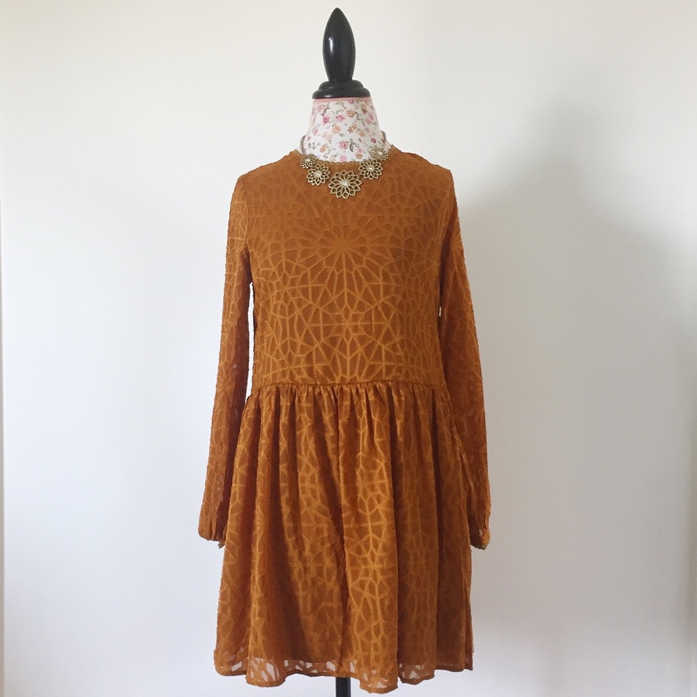 Altar'd State Mustard Drop Waist Dress