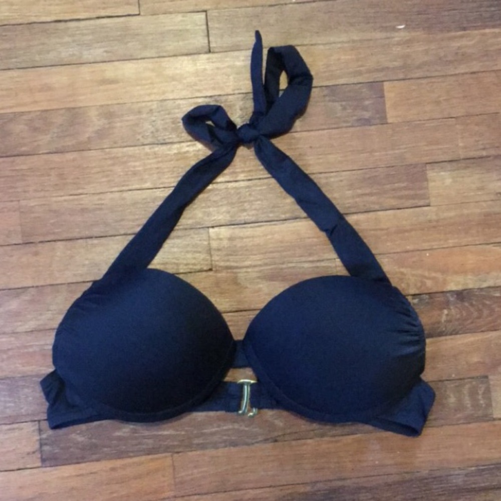 Black Halter Swim Suit Bikini Top