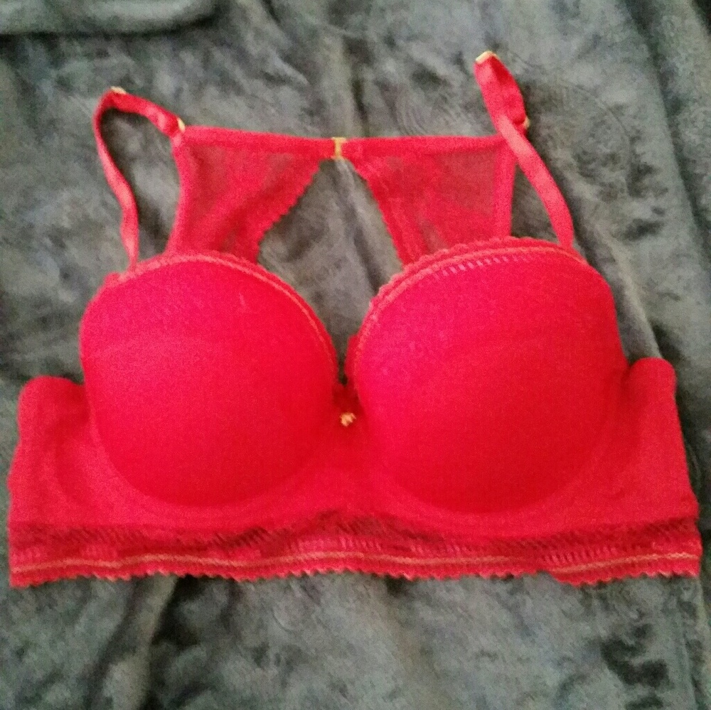 Never worn Red Bra with Gold and Lace Detailing
