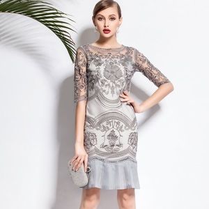 Nexiia Embroidered Nylon Sheath Evening Mini Dress