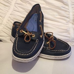 Women's Sperry blue sparkly boat shoes