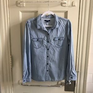 Casual Light Wash Denim Top