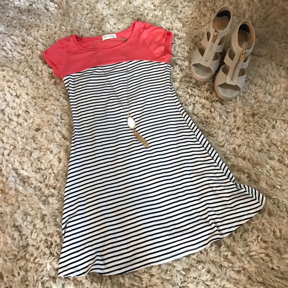 Coral and striped Tunic