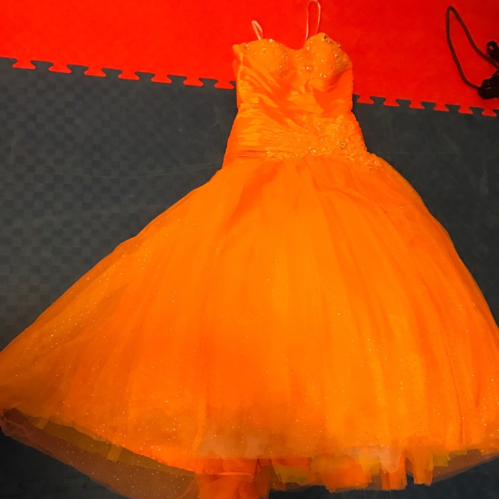 Bright orange formal dress