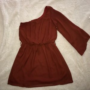 Burnt orange one sleeve dress