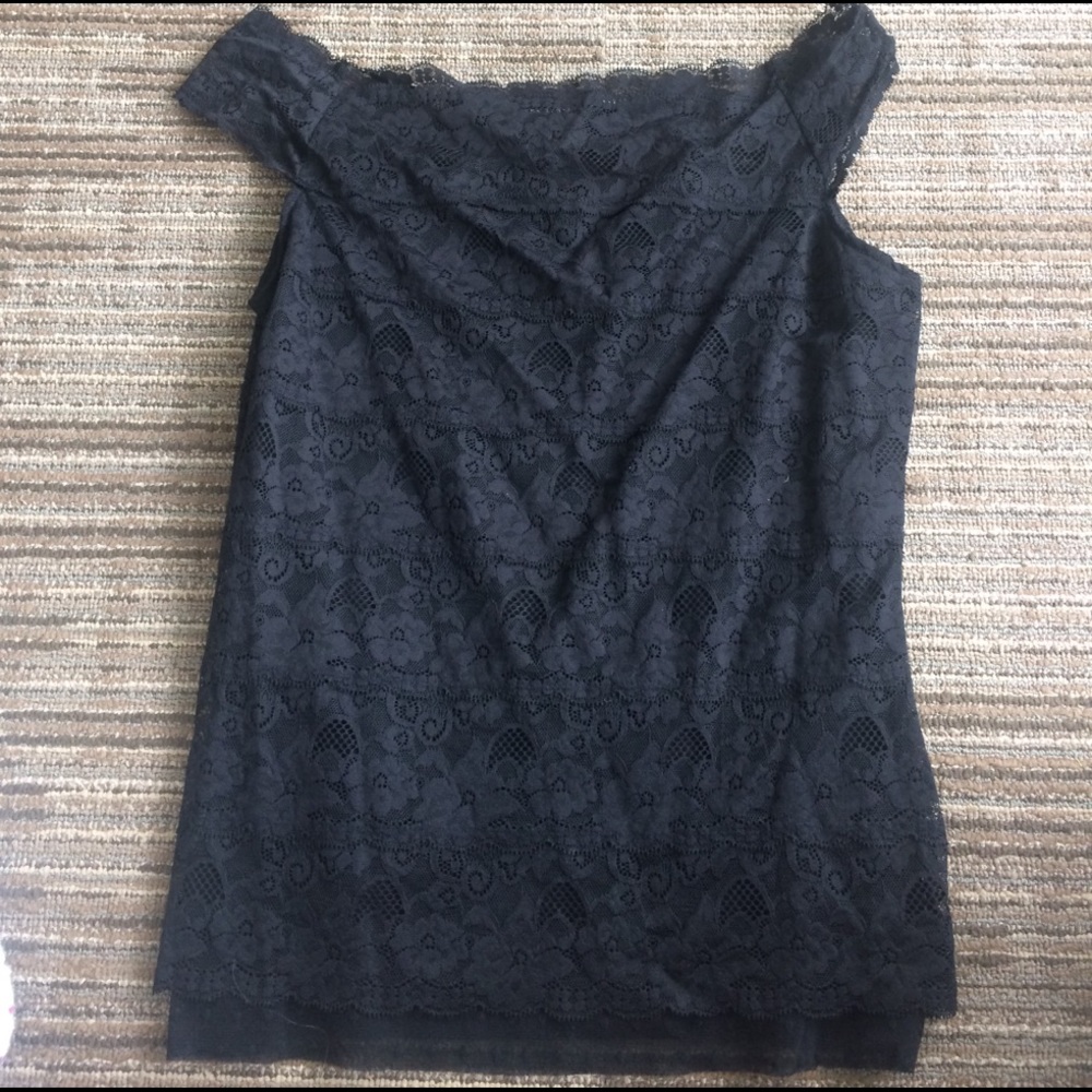 A black lace tank top