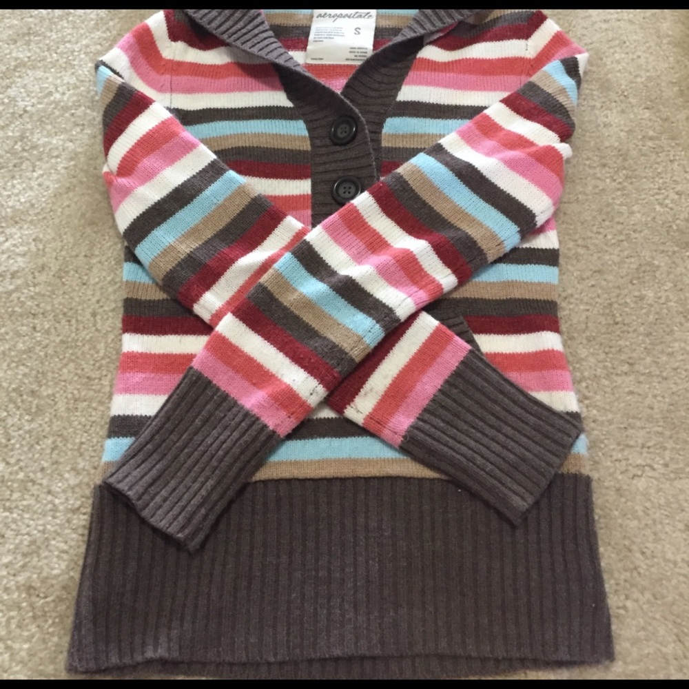 Aeropostale striped sweater hoody S - Picture 4 of 4