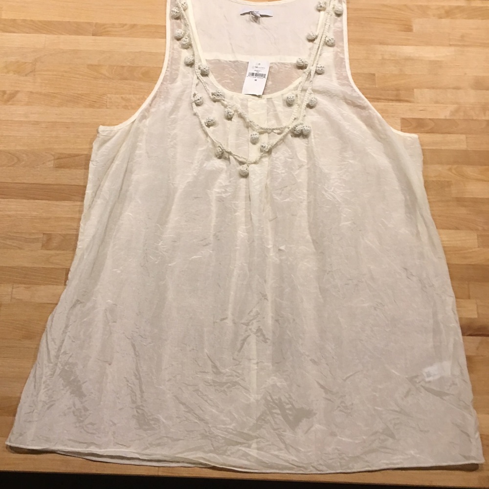 Cream Gap Top with Neckline Details- NWT