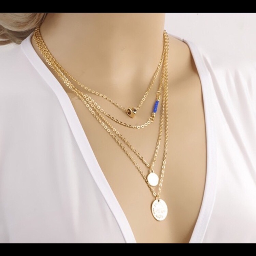 🎉HP-Multilayered Gold Plated Necklace w/ Charms