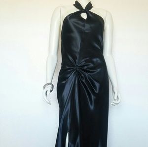 Black Satin Evening Gown