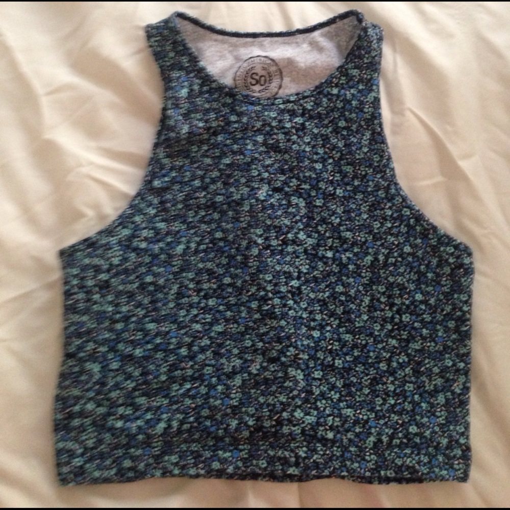 Blue floral crop top