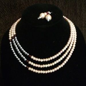 NWT Handcrafted Bib w/ matching earrings