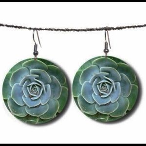 Round Cactus Resin Earrings by Beijo Brasil