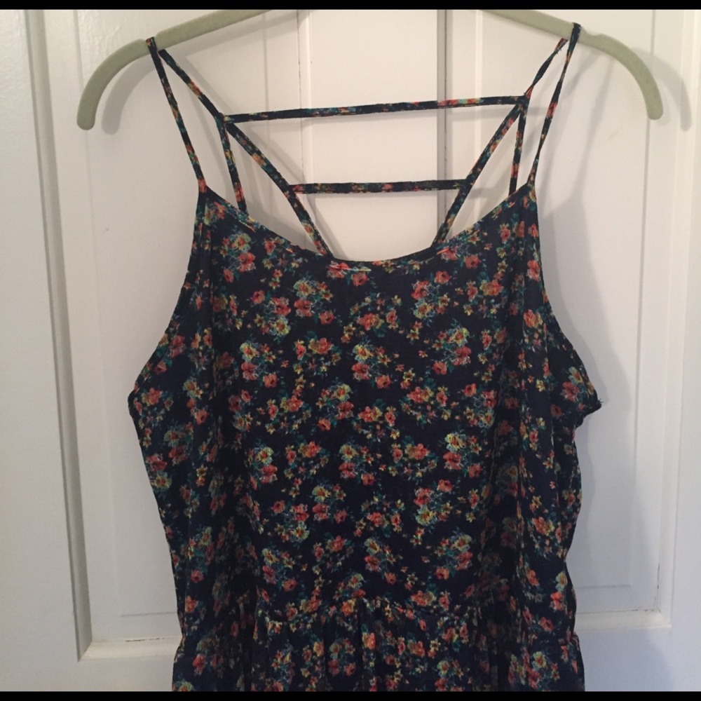 Blue Floral Triangle Strap Dress