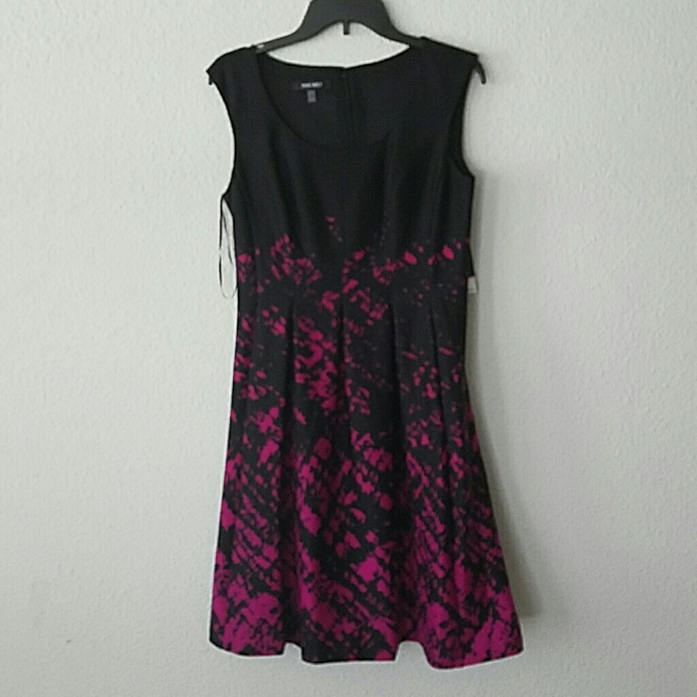 Ink Splatter Ponte Fit and Flare Dress