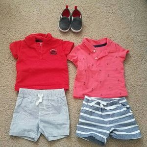 2 baby boy outfits +shoes
