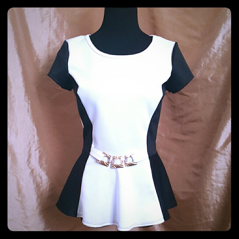 NWOT - Color Block Belted Blouse