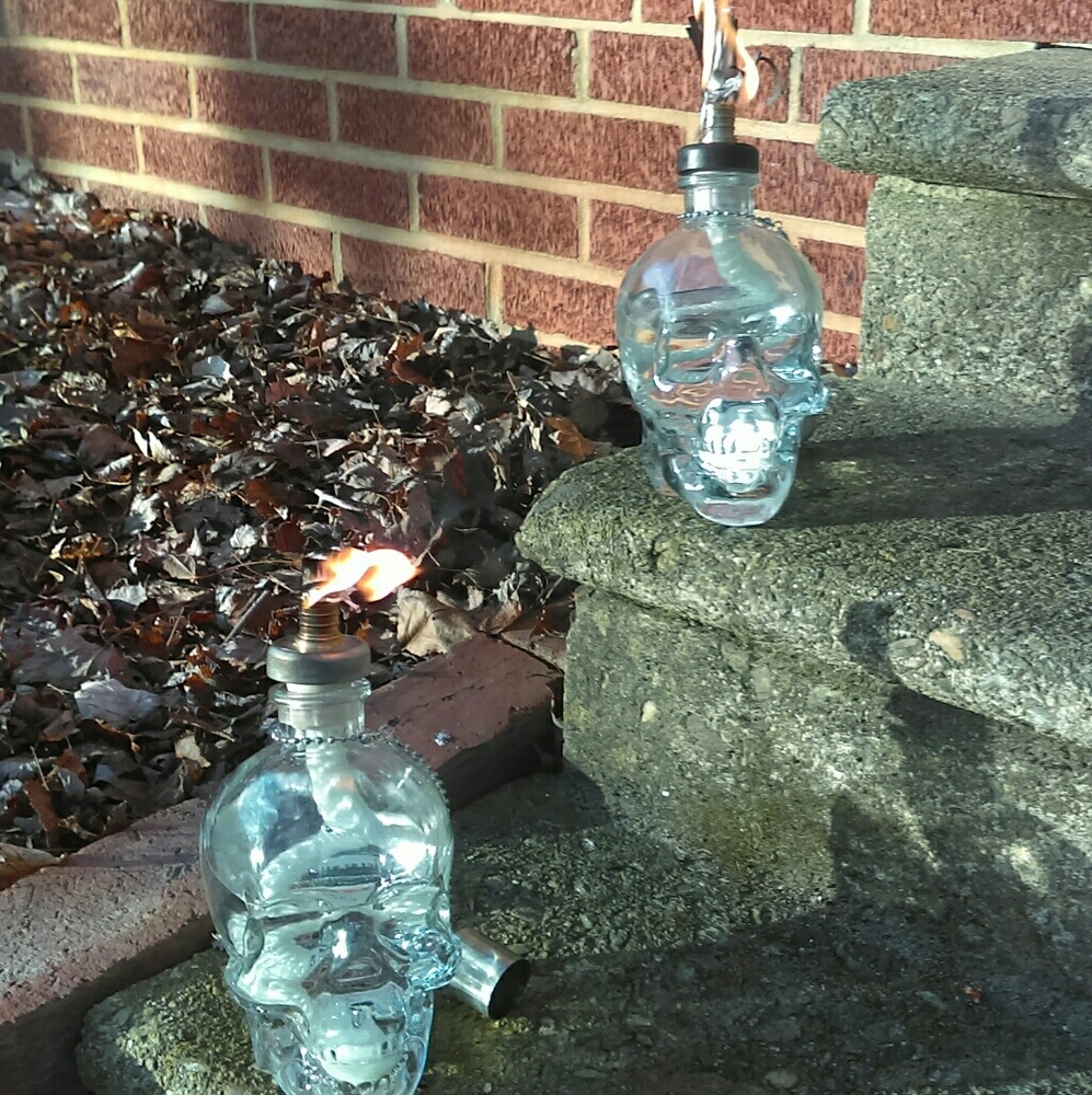 Skull oil lamps.