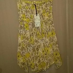 NWT Cecico sheer floral strapless top