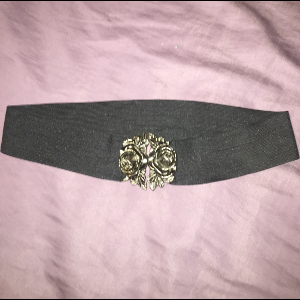 🔥Beautiful Silver rose buckle wide elastic belt🔥