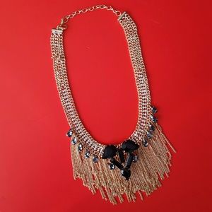 Gold waterfall tassel necklace