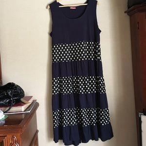 Summer dress - Navy with B/W polka dots