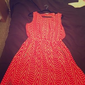 Orange spring dress with pockets.