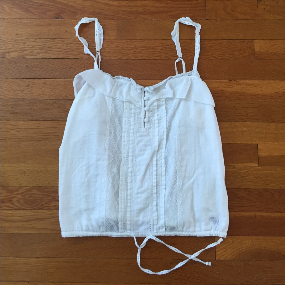 Abercrombie white lace draw string lace tank