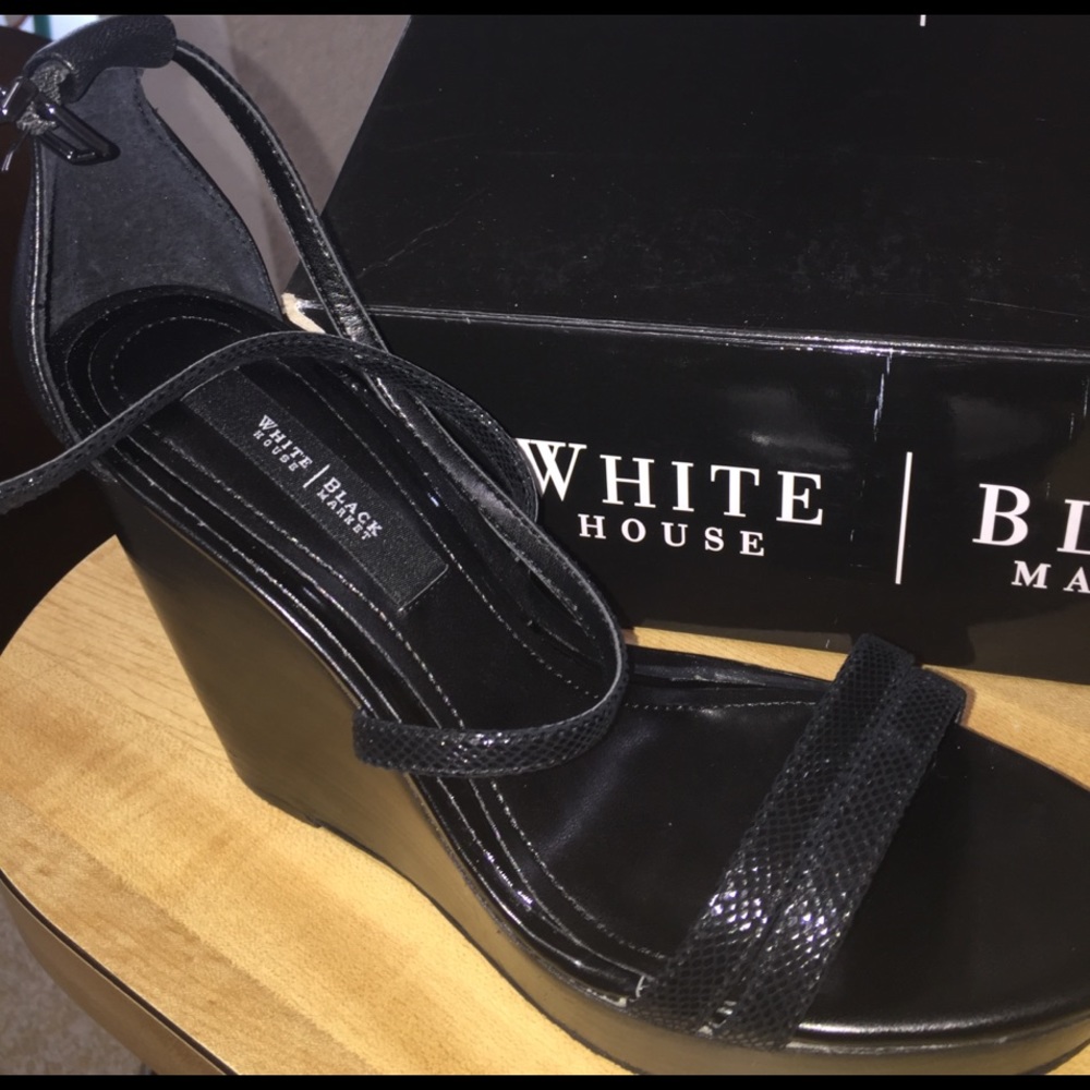 NEW Black Wedge Sandals w/ straps.