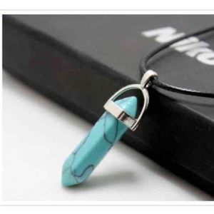 Healing stone turquoise silver necklace