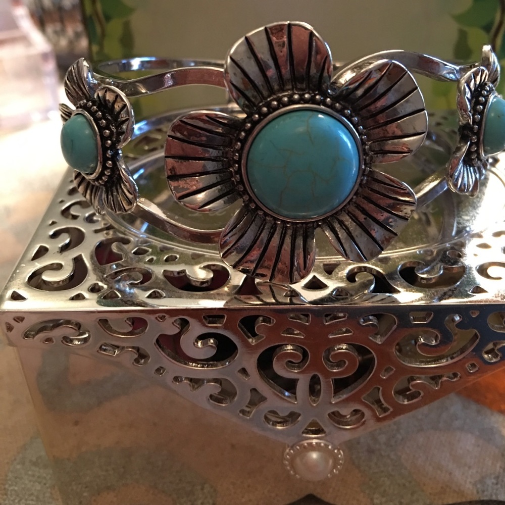 Turquoise cuff bracelet.