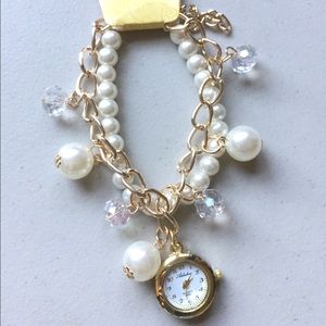 Gold Chained, Swirl Beads Elegant Fashion Watch