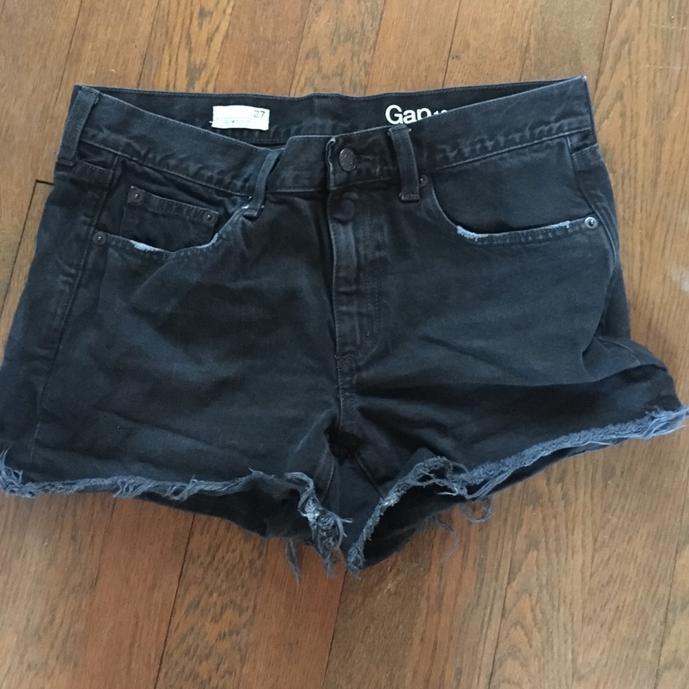 Distressed Black Jean Shorts from Gap
