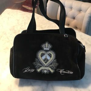 Juicy Couture zipper top velour bag,leather straps