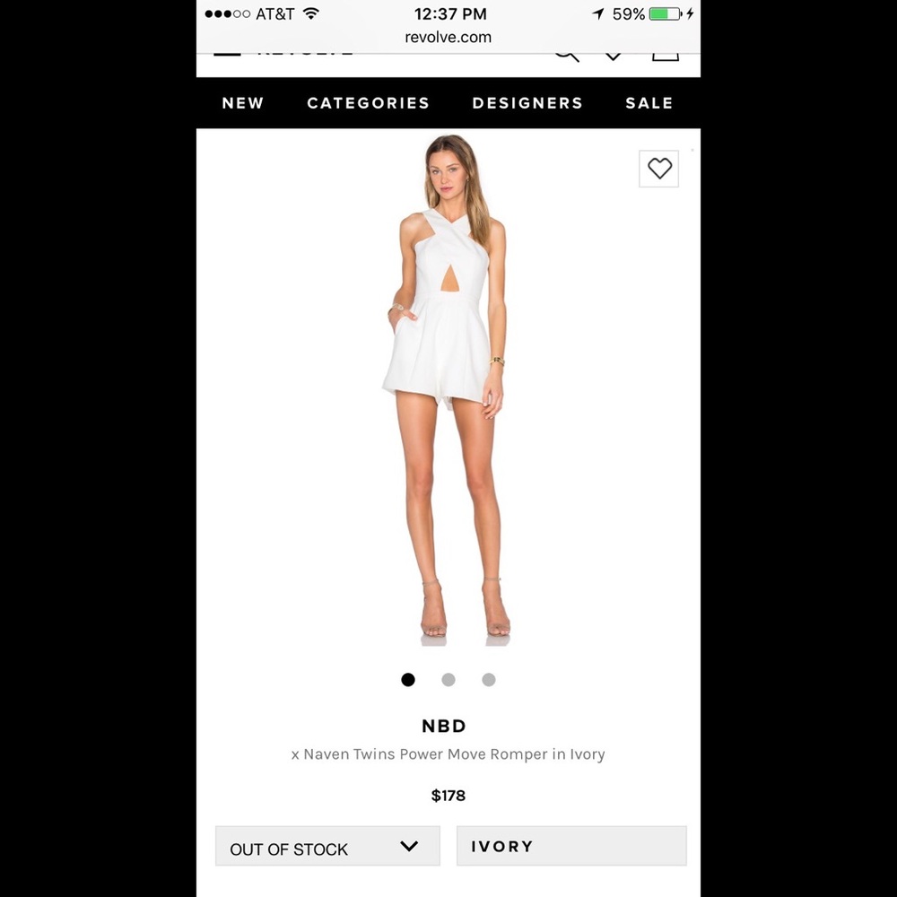 Revolve NBD By Naven "Power move" Romper in Ivory