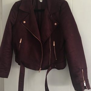 LC Lauren Conrad Faux Suede jacket in Wine