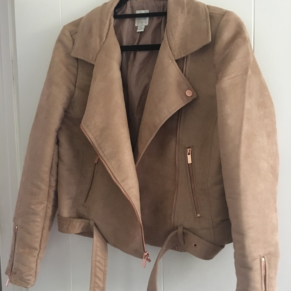 LC Lauren Conrad Faux Suede coat in Tan