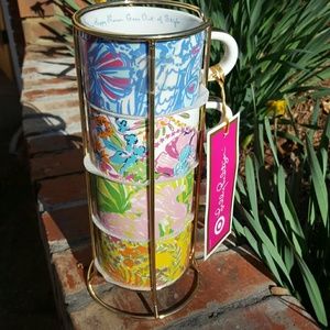 Lily Pulitzer Expresso Cups w stand. Collectible