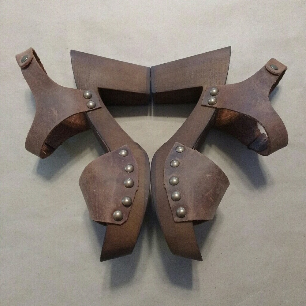 Studded Leather & Wood Platforms