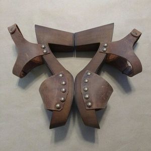 Studded Leather & Wood Platforms