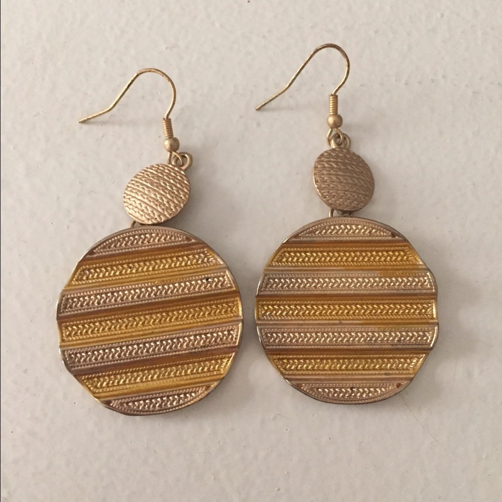 NWOT Aztec Style gold coin earrings
