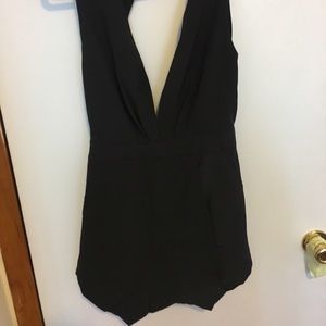 Deep V black romper