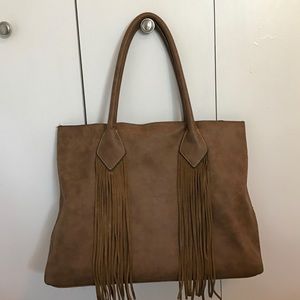 Faux suede bag with fringe