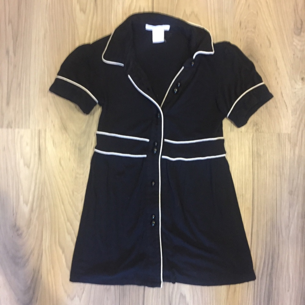 Black and White Piping Peter Pan Collared Shirt